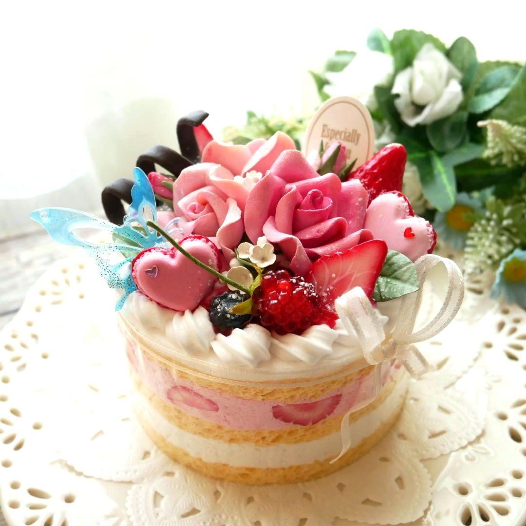 【＊さおり＊様】フェイクスイーツ◆ピンクローズ溢れる♡贅沢苺デコレーションケーキ