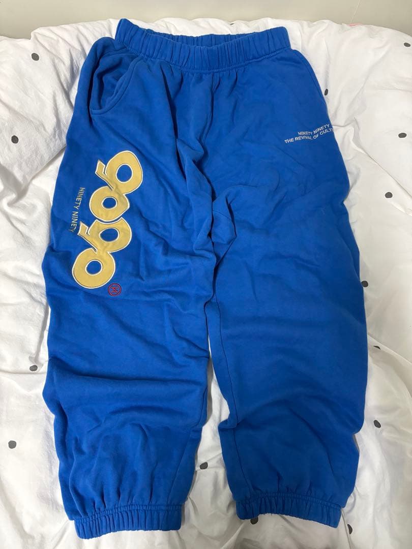 9090 セットアップ ブルー ロゴプリント