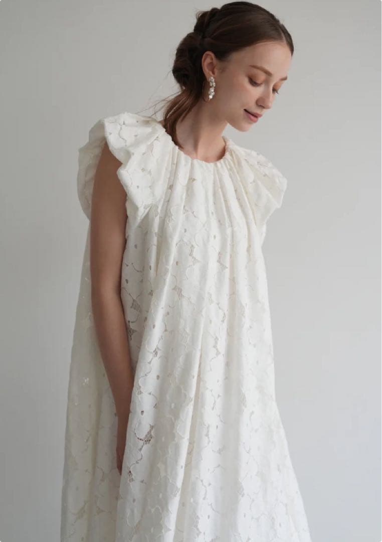 セール【即日発送】flower lace drape one-piece