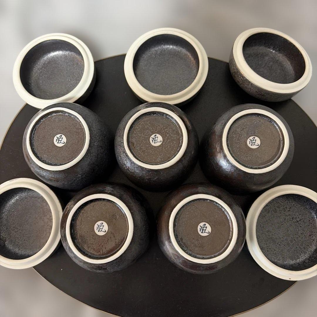 【有田焼】陶悦窯　黒晶銀塗り　蓋付蒸し碗