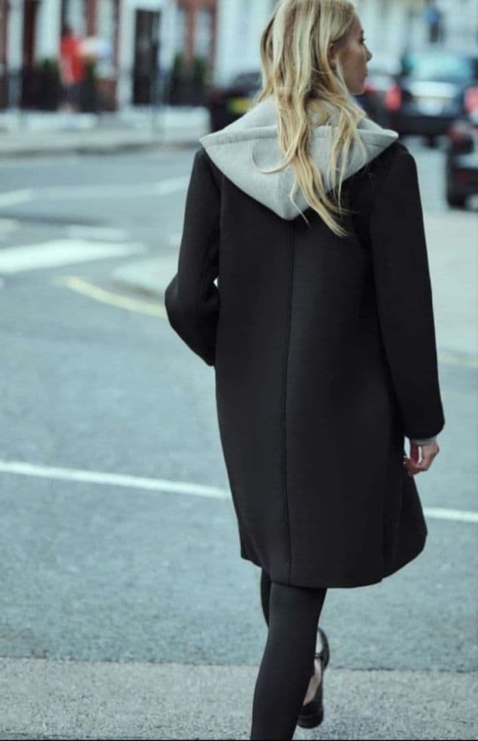 極美品✨ZARA デタッチャブルフードコート ロング チェスター コントラスト