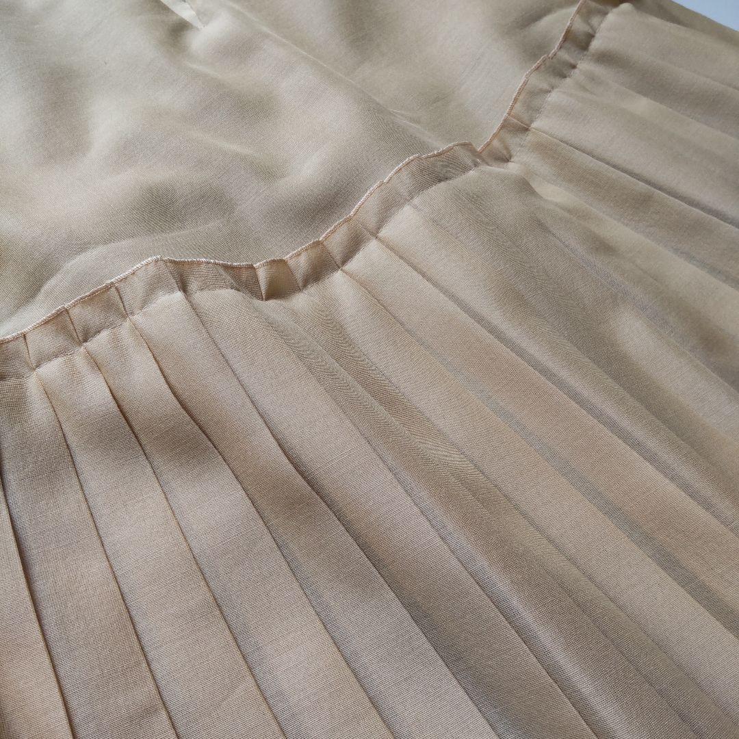 未使用 エブール ライトシルクウール キャミワンピース プリーツ ロングベージュ