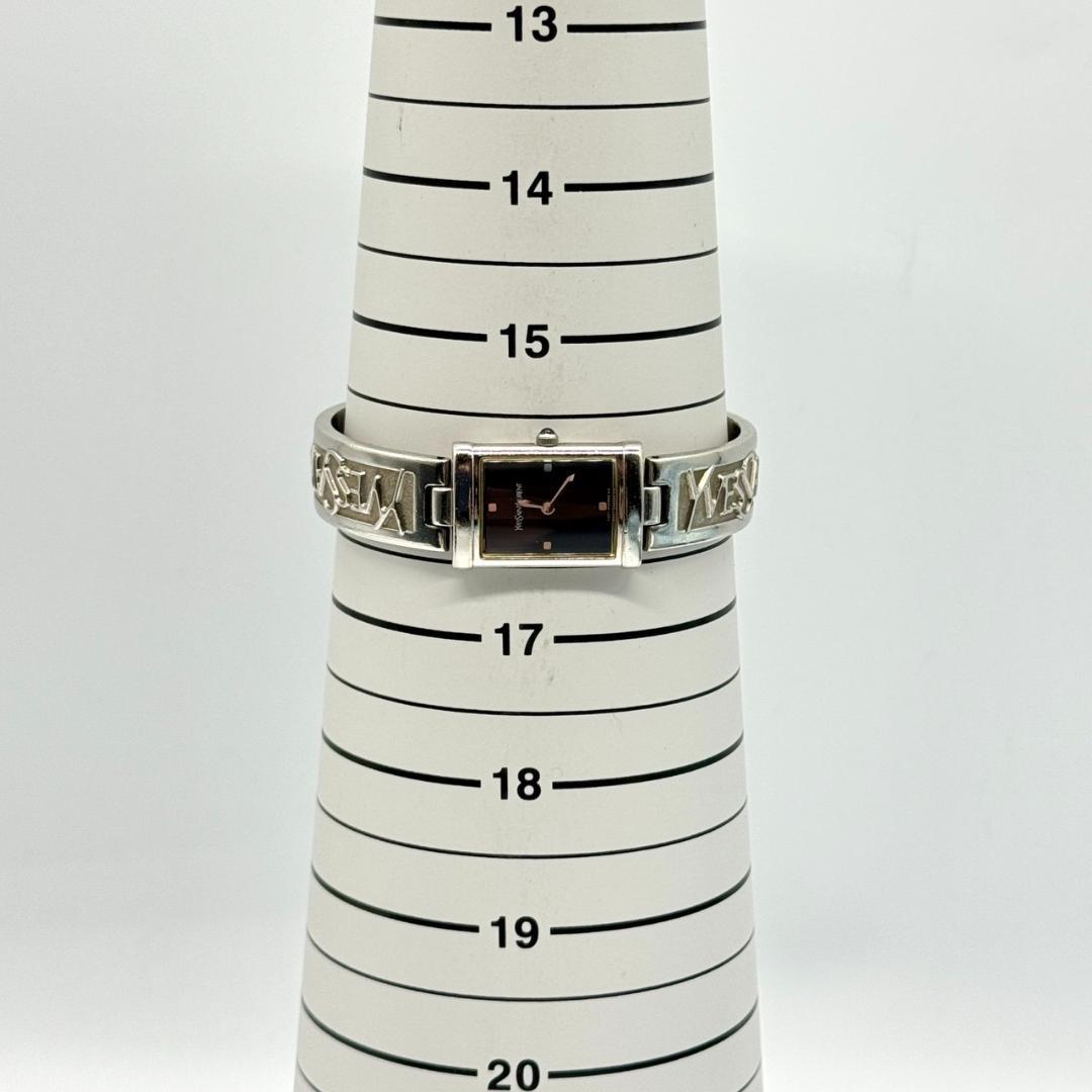 稼働品 YSL イヴサンローラン 腕時計 バングルウォッチ 黒文字盤 箱付き