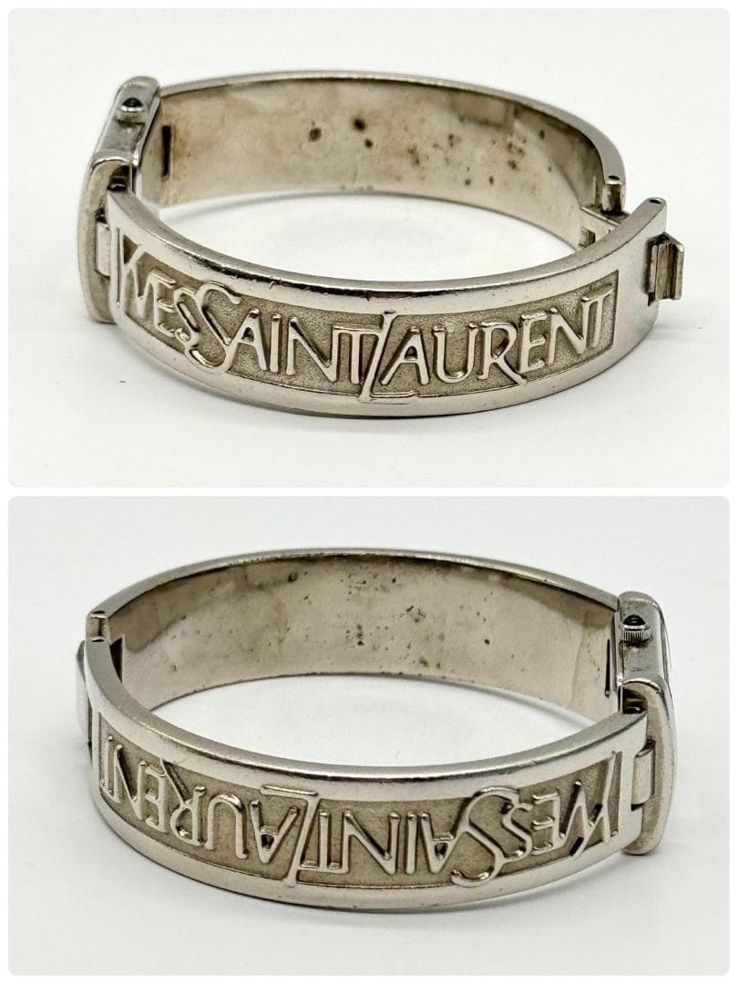 稼働品 YSL イヴサンローラン 腕時計 バングルウォッチ 黒文字盤 箱付き