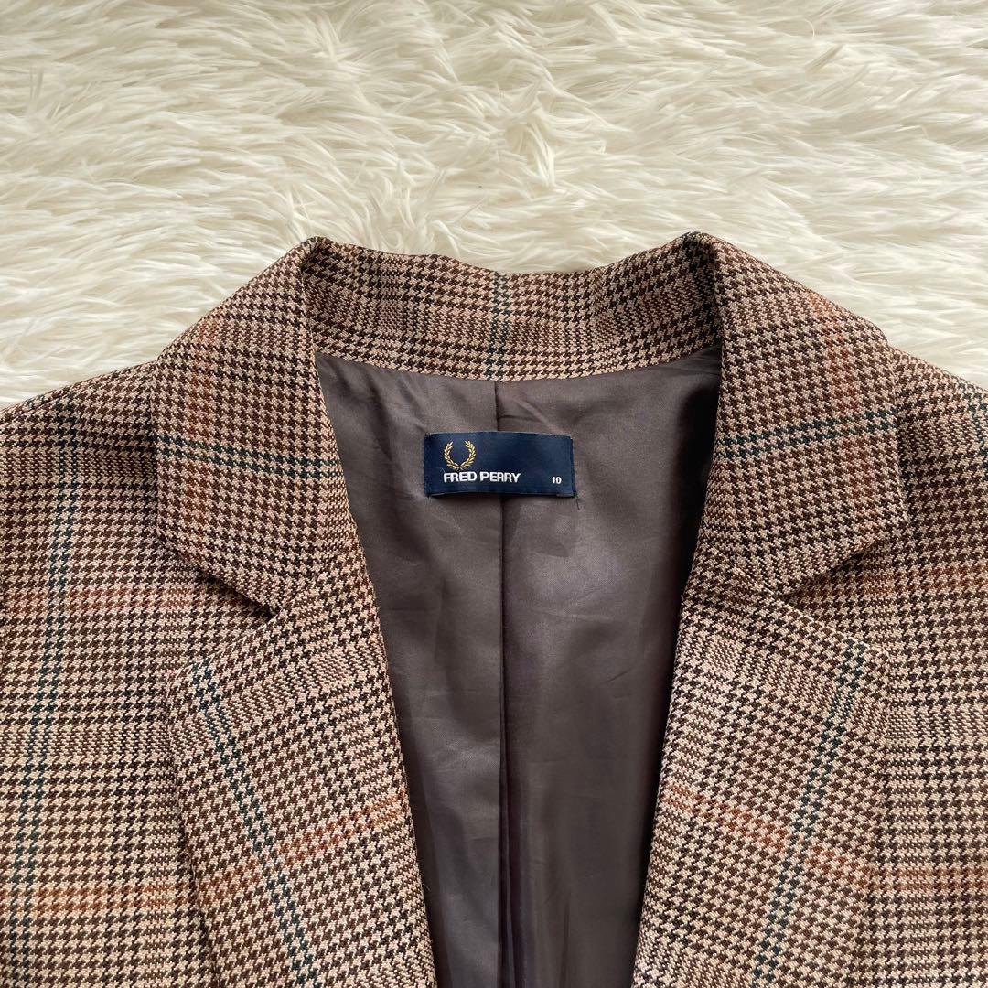 美品 FRED PERRY チェスターコート ブラウン チェック UK10 M
