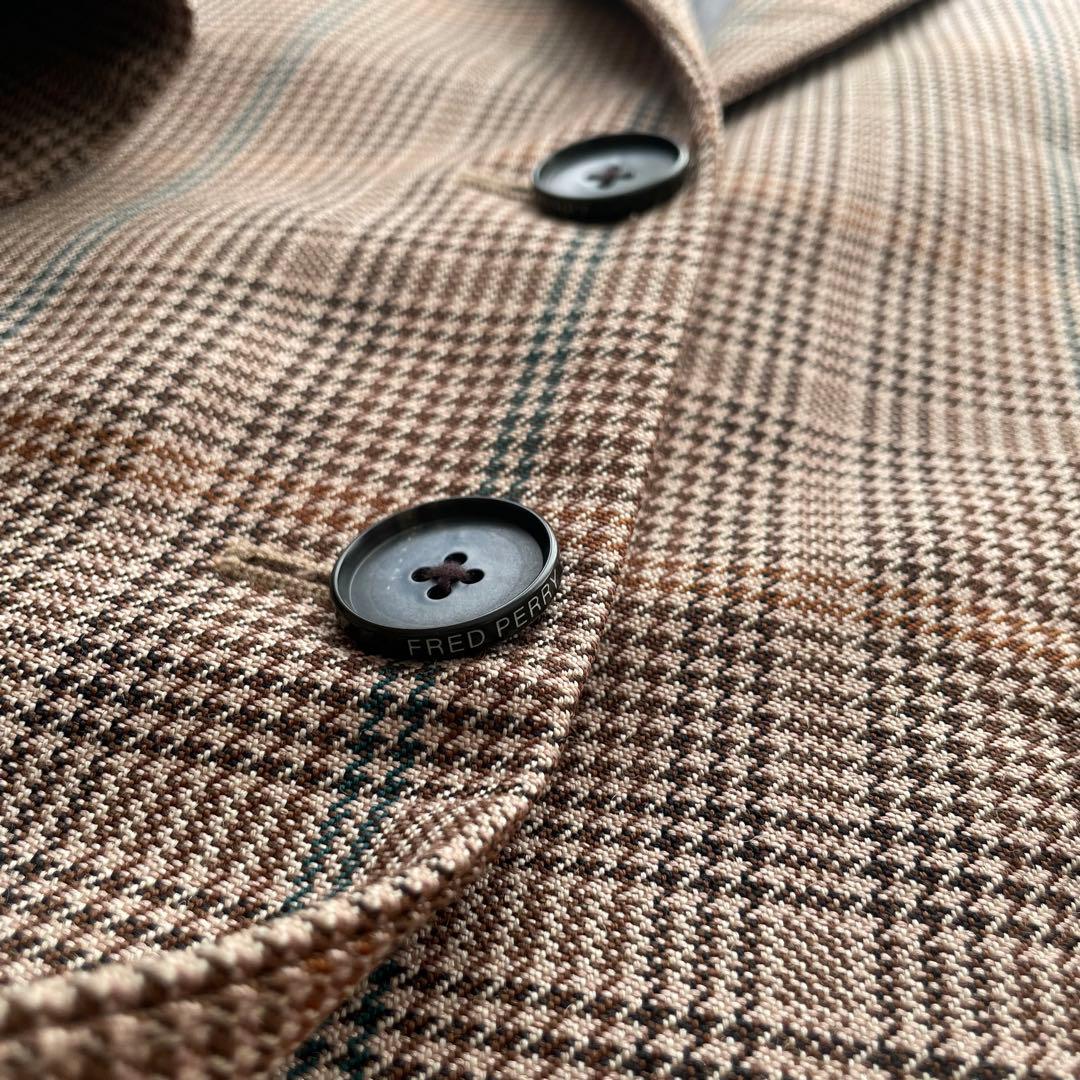 美品 FRED PERRY チェスターコート ブラウン チェック UK10 M