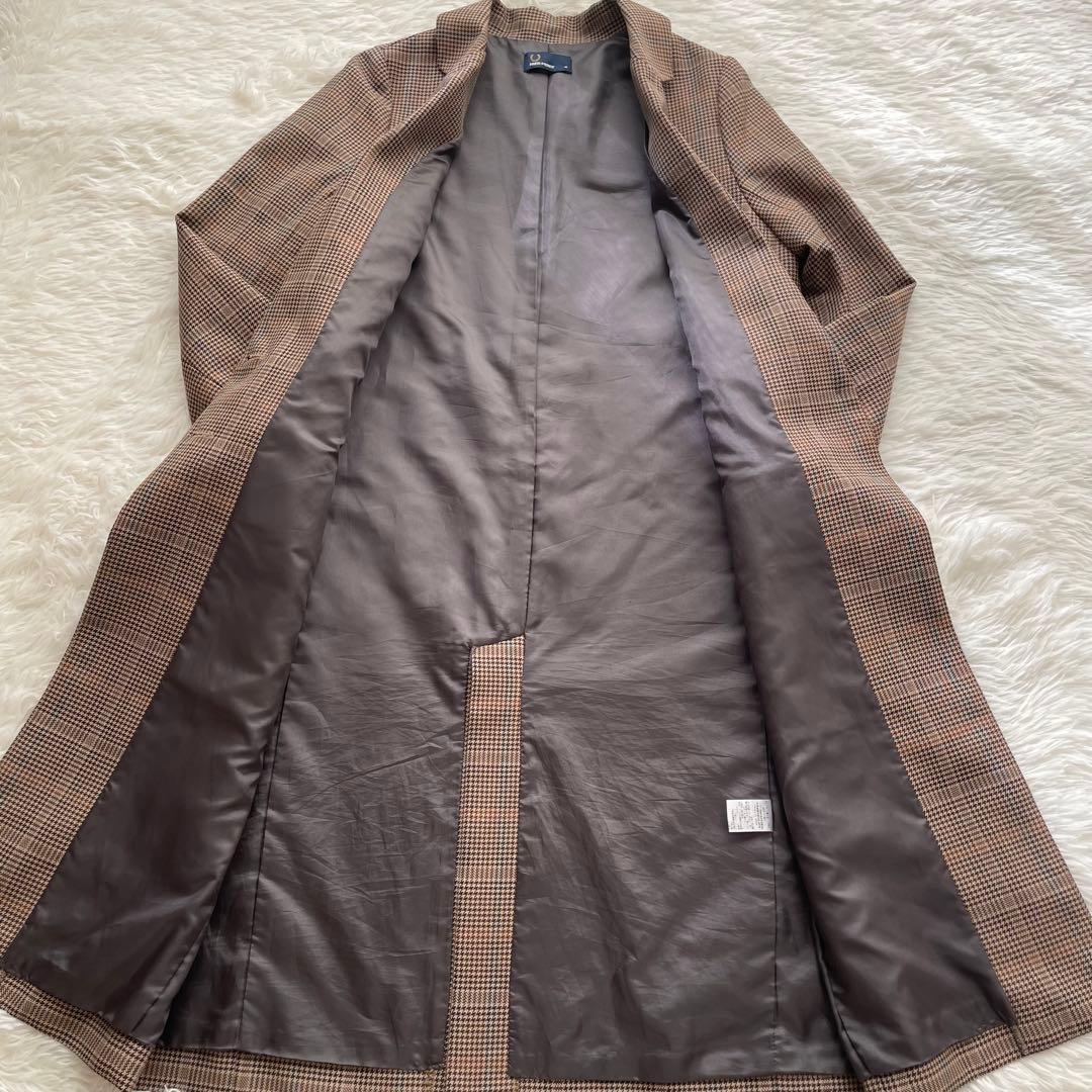 美品 FRED PERRY チェスターコート ブラウン チェック UK10 M
