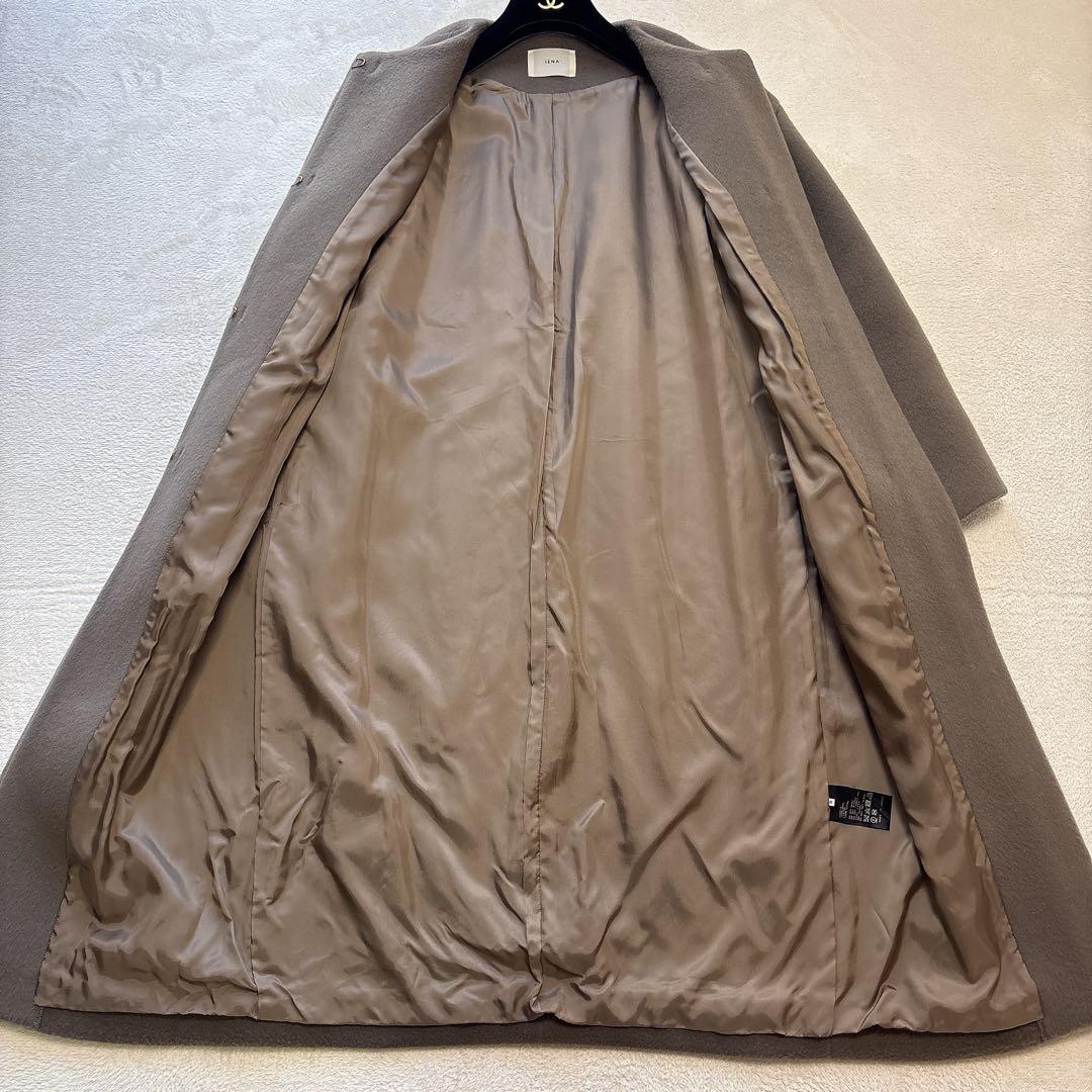【ラムウール100%✨️美品】イエナ ノーカラー ロングコート グレージュ 38