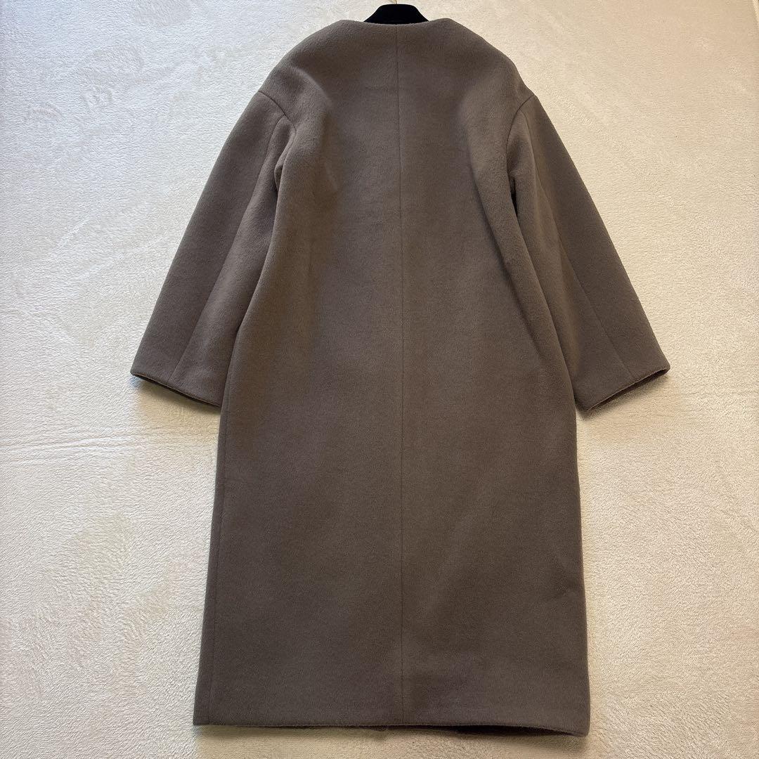 【ラムウール100%✨️美品】イエナ ノーカラー ロングコート グレージュ 38