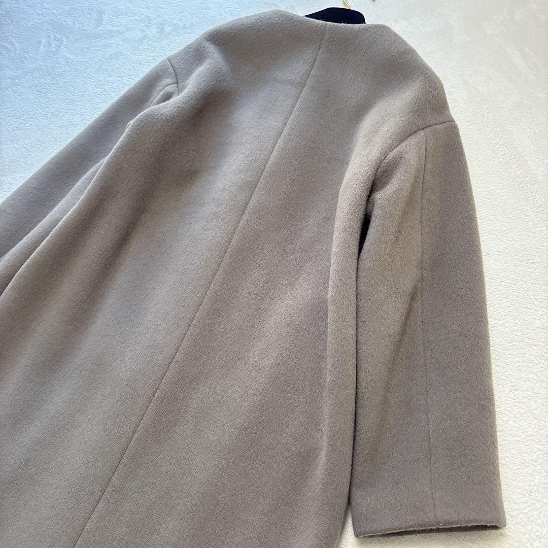 【ラムウール100%✨️美品】イエナ ノーカラー ロングコート グレージュ 38