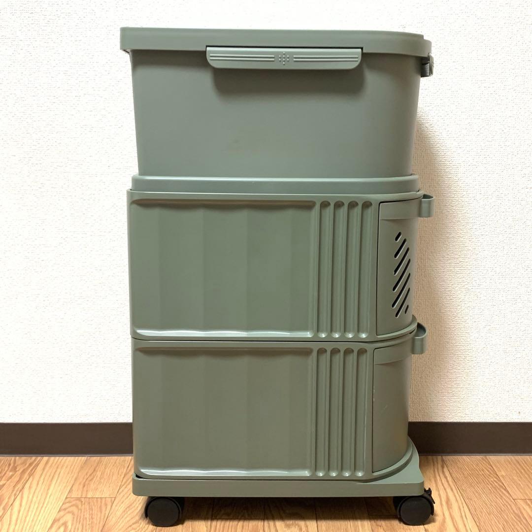 Tupperware タッパーウェア　デイリーストッカー　3段キャスター付き　緑