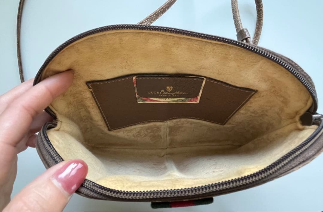 GUCCI シェリーライン GG レザー ベージュ ショルダーバッグ