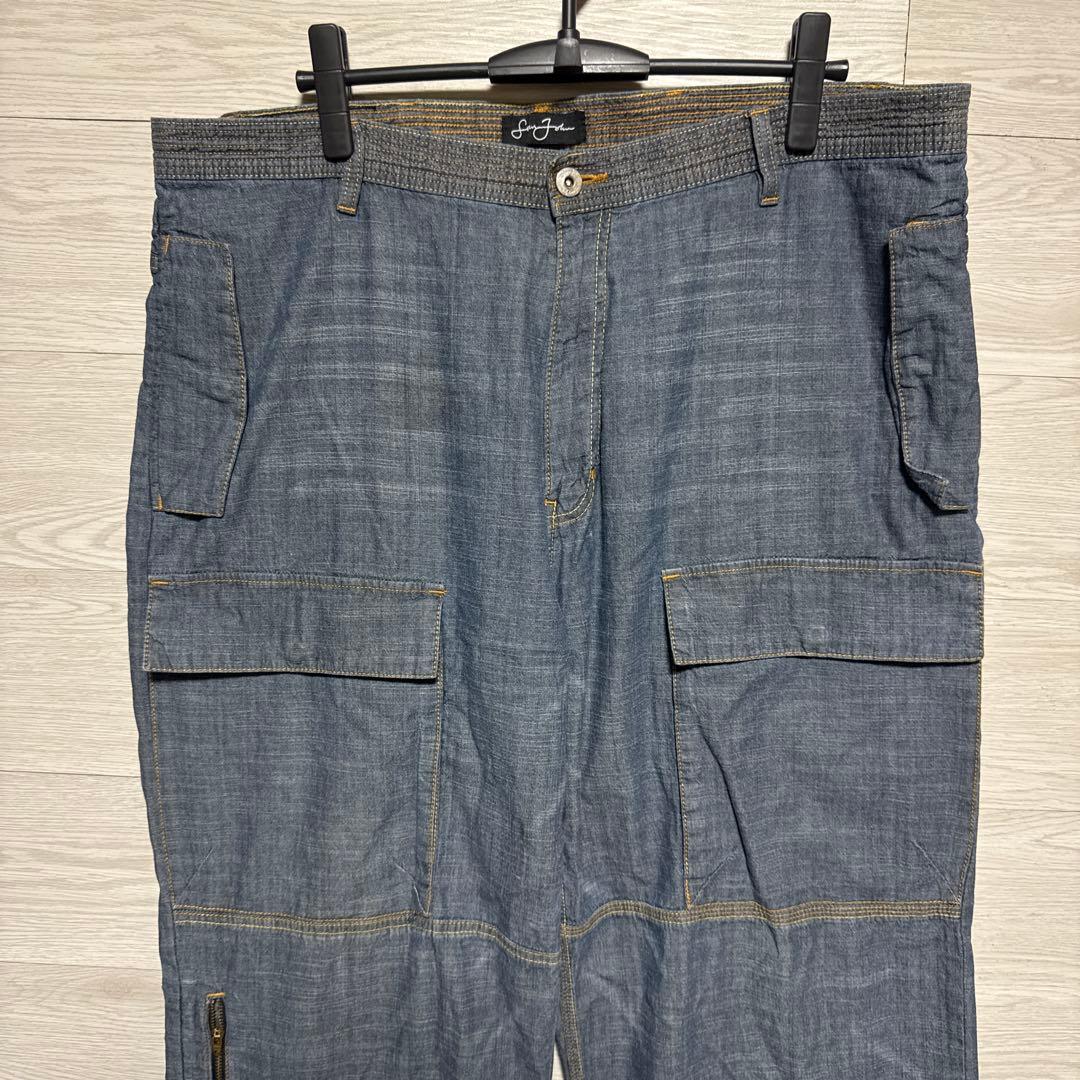 Sean John 極太 オーバーサイズ カーゴデニムパンツ B系 刺繍ロゴ