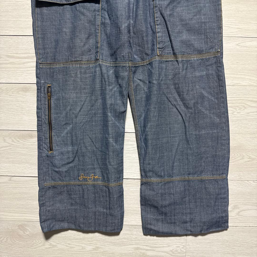 Sean John 極太 オーバーサイズ カーゴデニムパンツ B系 刺繍ロゴ