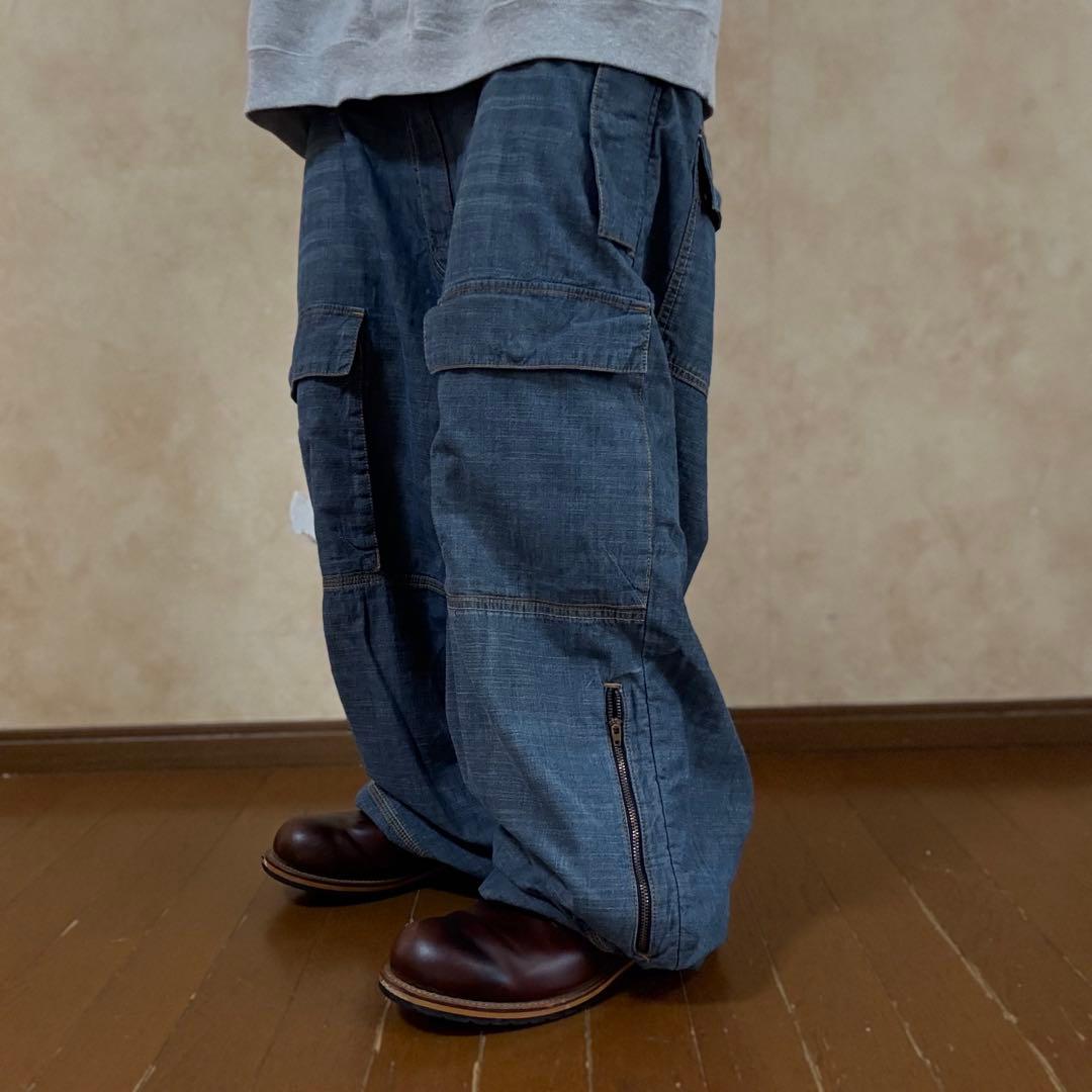 Sean John 極太 オーバーサイズ カーゴデニムパンツ B系 刺繍ロゴ