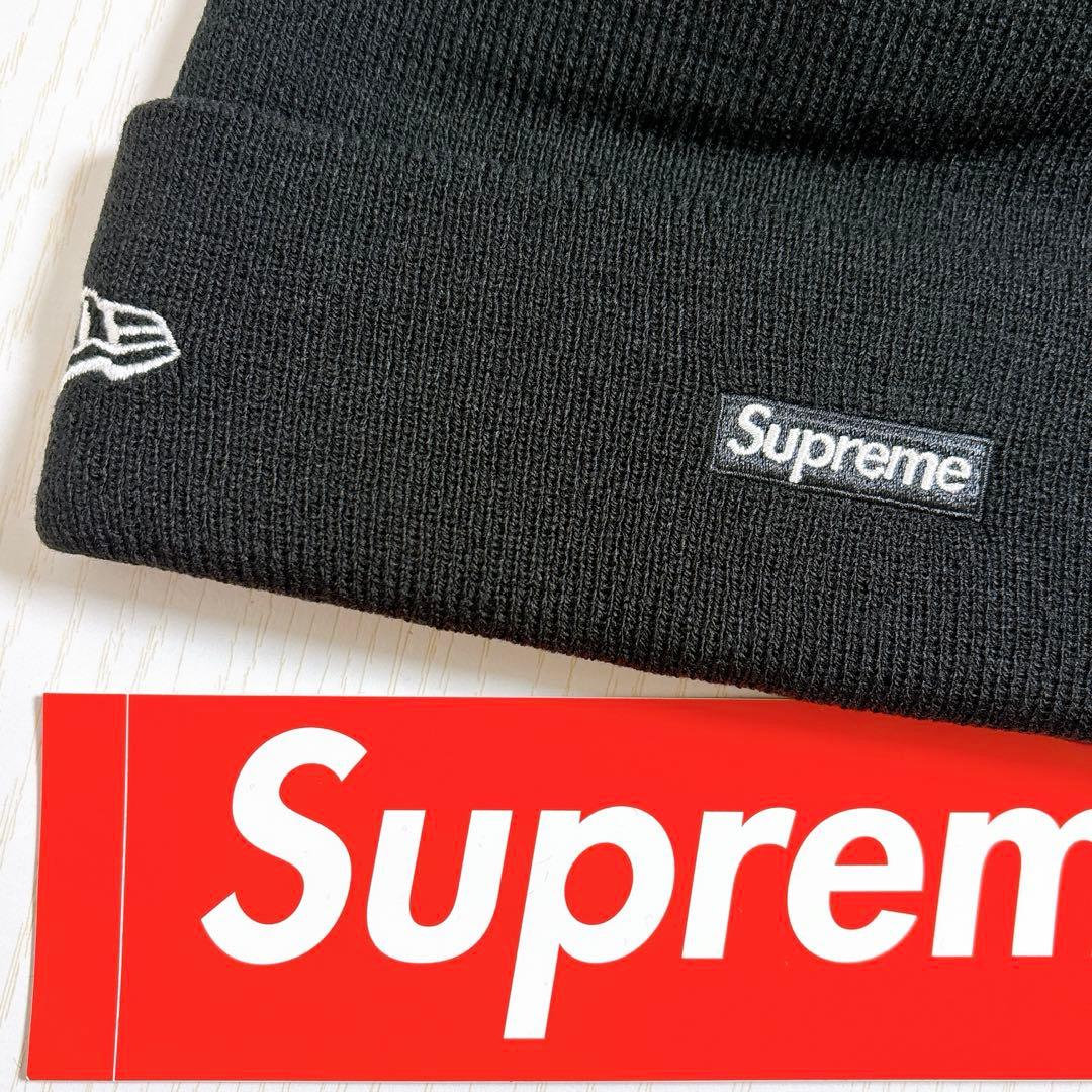 Supreme NEW ERA ニット帽　ビーニー　Sロゴ　ブラック　黒　雪