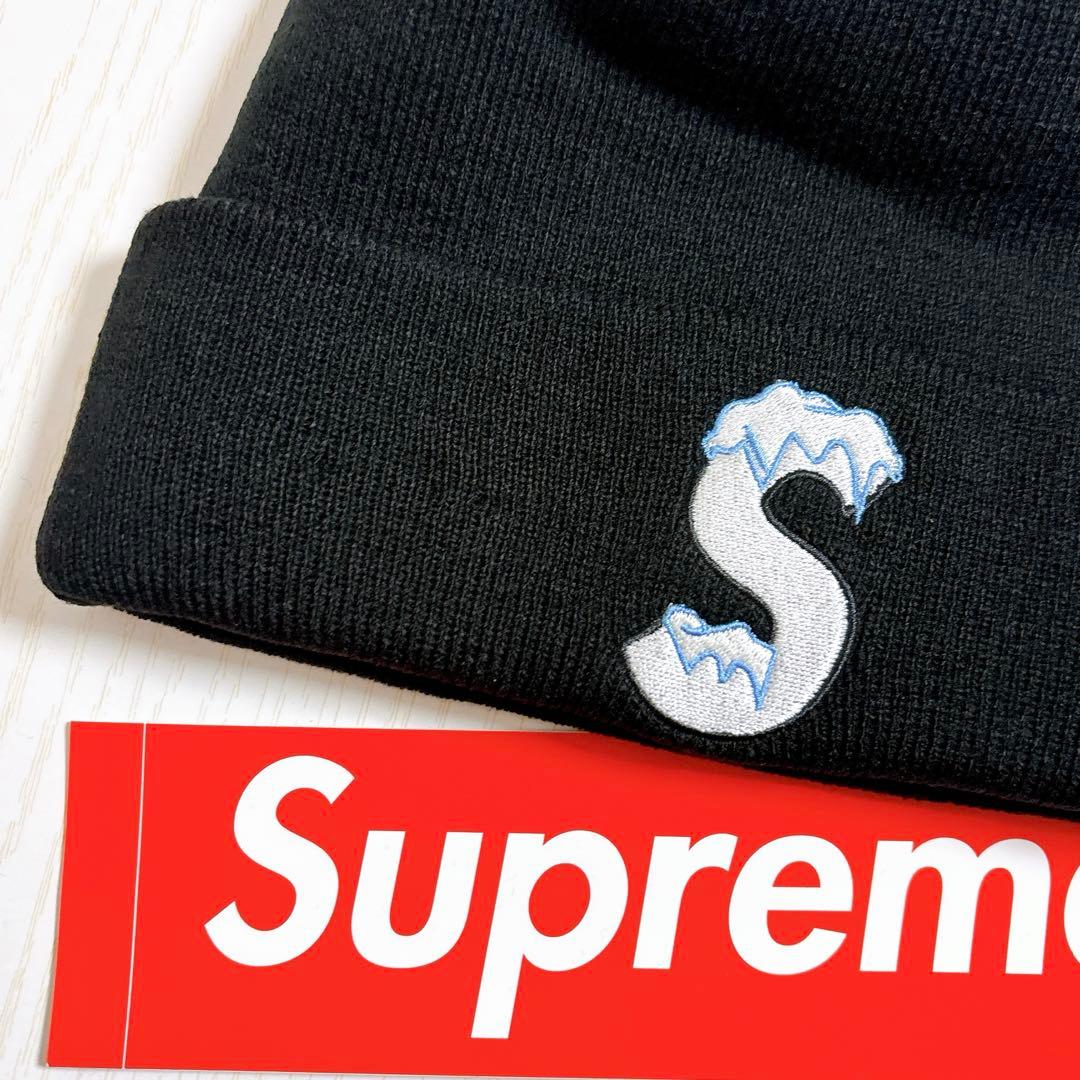 Supreme NEW ERA ニット帽　ビーニー　Sロゴ　ブラック　黒　雪