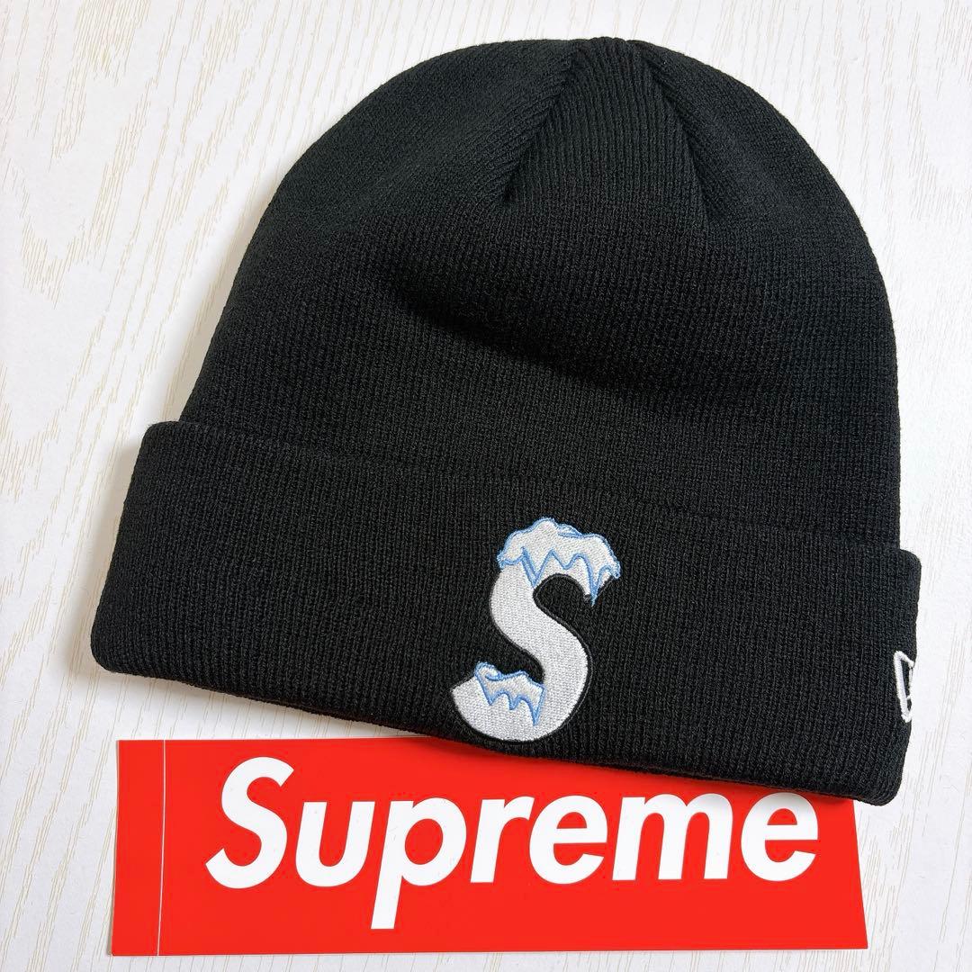 Supreme NEW ERA ニット帽　ビーニー　Sロゴ　ブラック　黒　雪