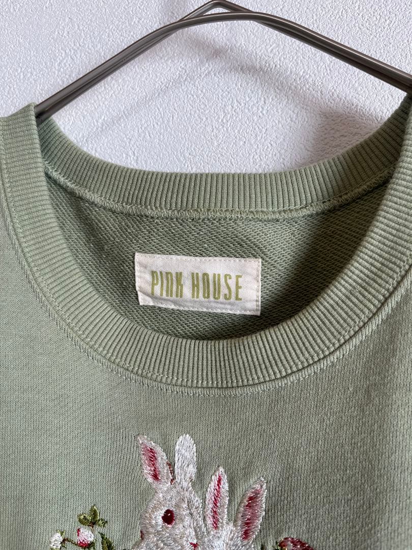 ピンクハウス 野いちごの森刺繍スウェット ハッカ ライトグリーン フリーサイズ