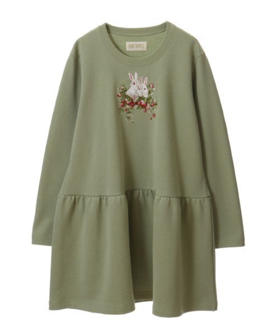 ピンクハウス 野いちごの森刺繍スウェット ハッカ ライトグリーン フリーサイズ