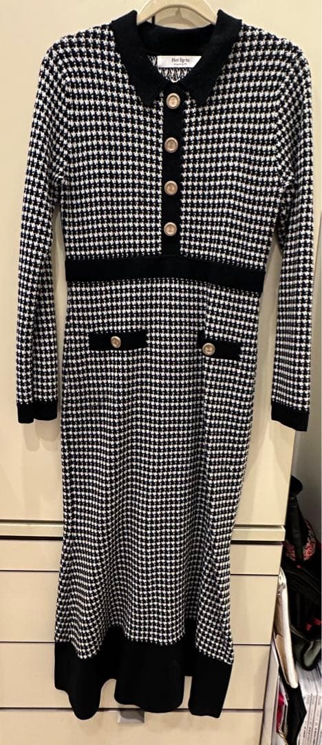 Buckingham Houndstooth Knit Dress ハリプ
