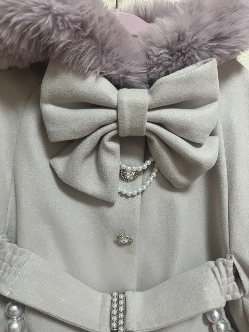 MARS薄紫のリボン付きケープコート