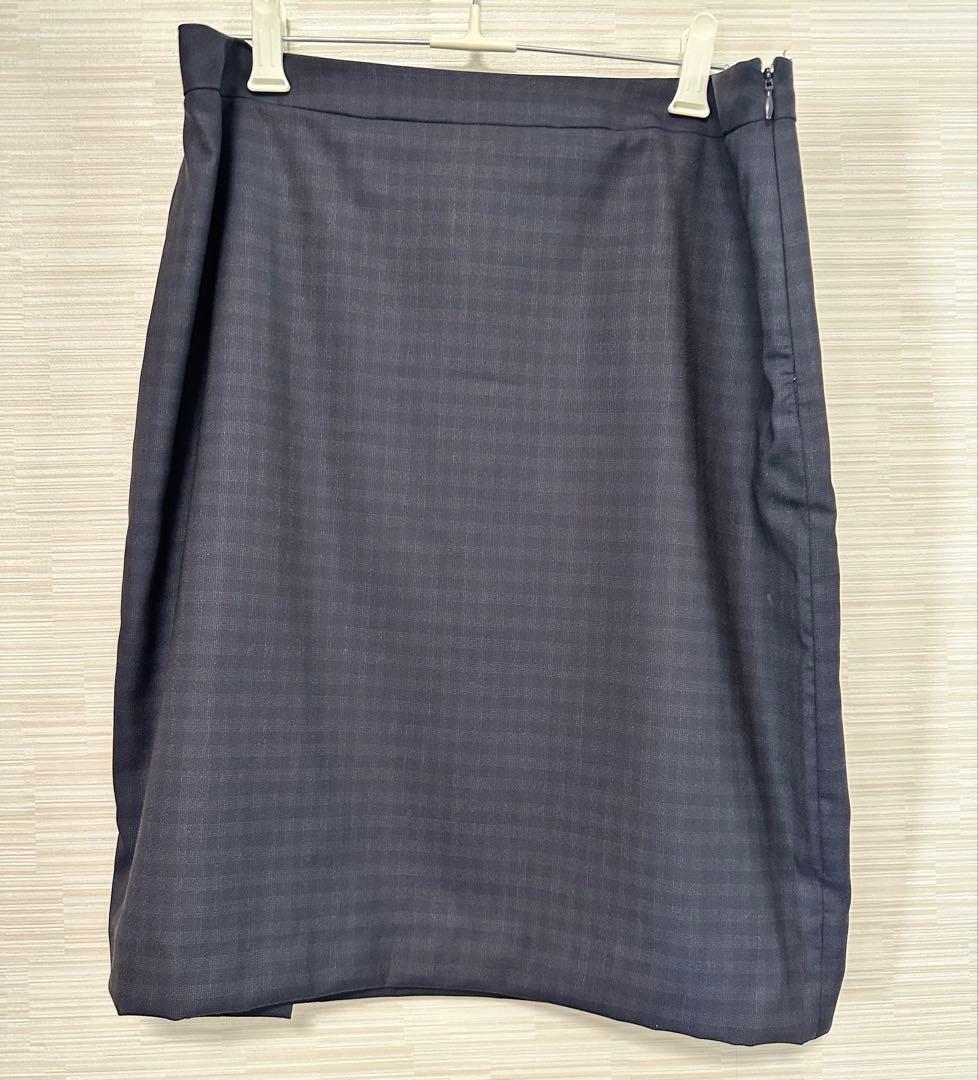 ネイビー チェック柄 スカートスーツ