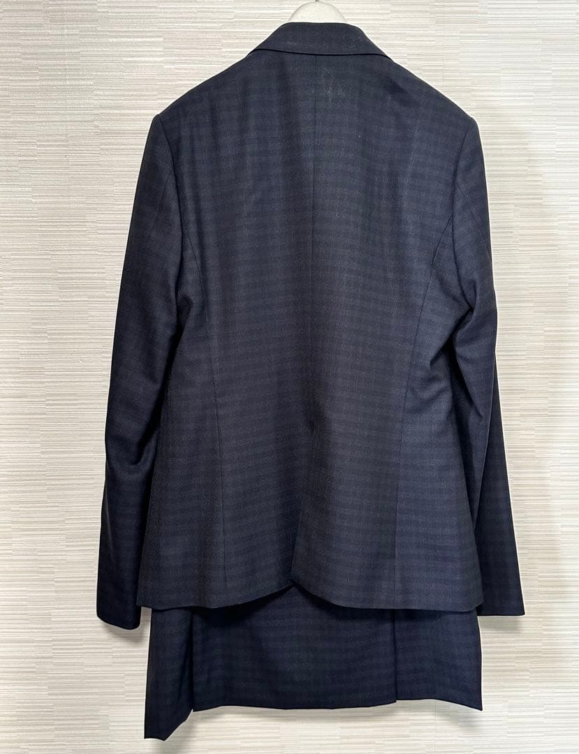 ネイビー チェック柄 スカートスーツ