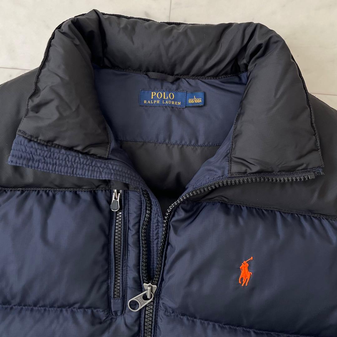 美品♪ポロラルフローレン　L ダウンベスト　RL/150 ネイビー×ブラック