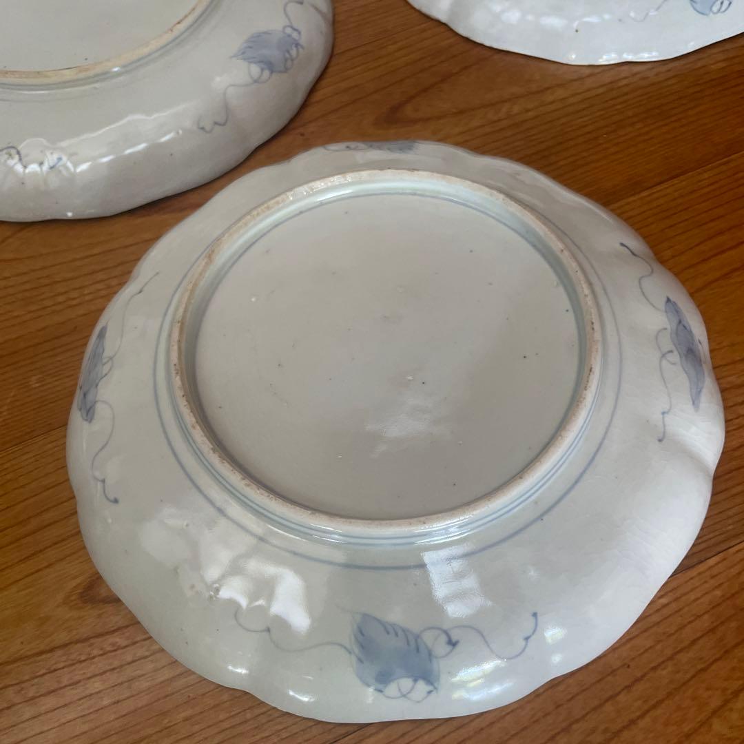 手描き 色絵 伊万里 古伊万里 江戸 明治 中皿 レトロ 骨董 和食器 5枚