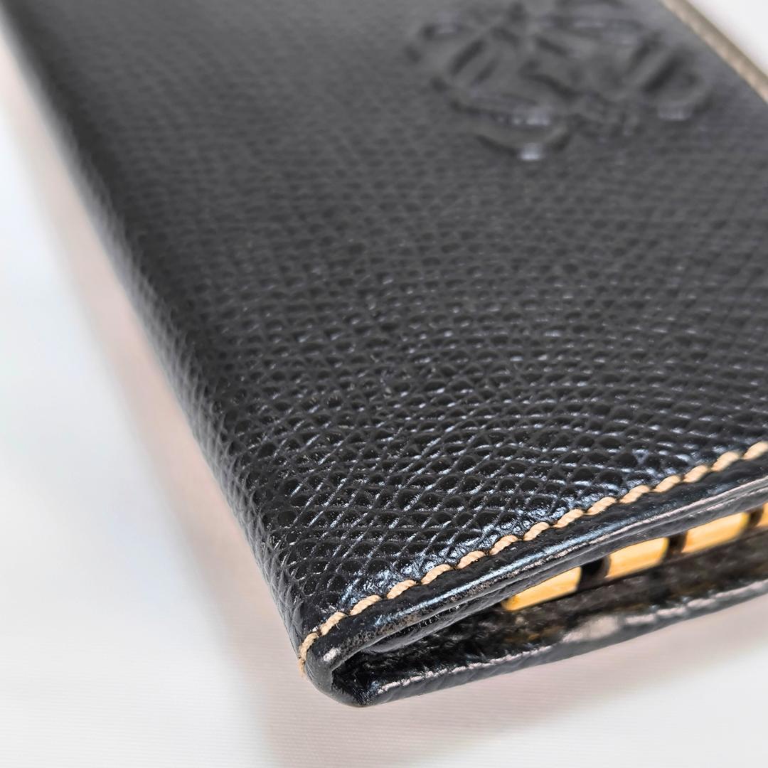 【超美品】ロエベ キーケース ケース アナグラム ロゴ レザー 黒 茶