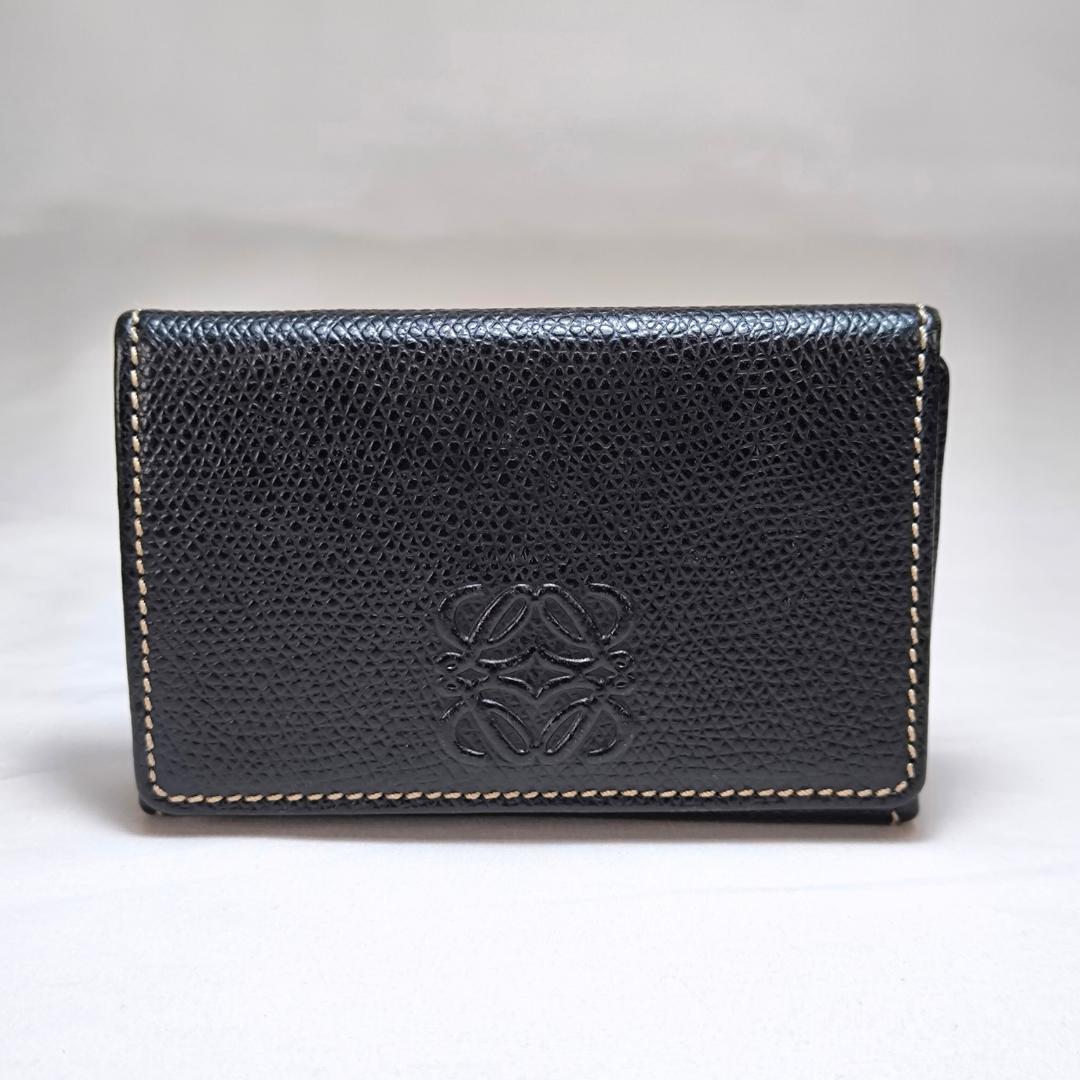 【超美品】ロエベ キーケース ケース アナグラム ロゴ レザー 黒 茶