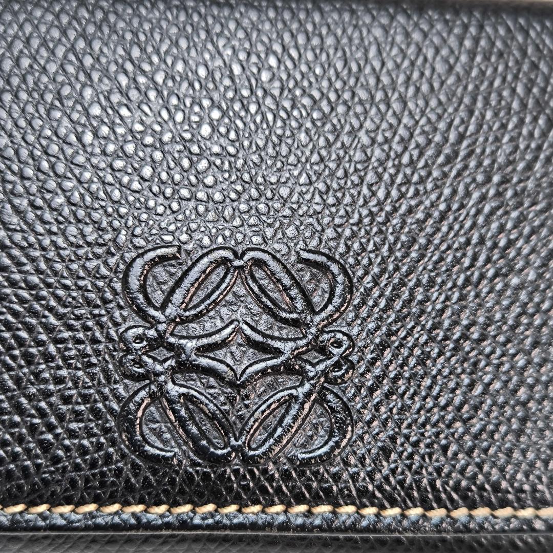 【超美品】ロエベ キーケース ケース アナグラム ロゴ レザー 黒 茶