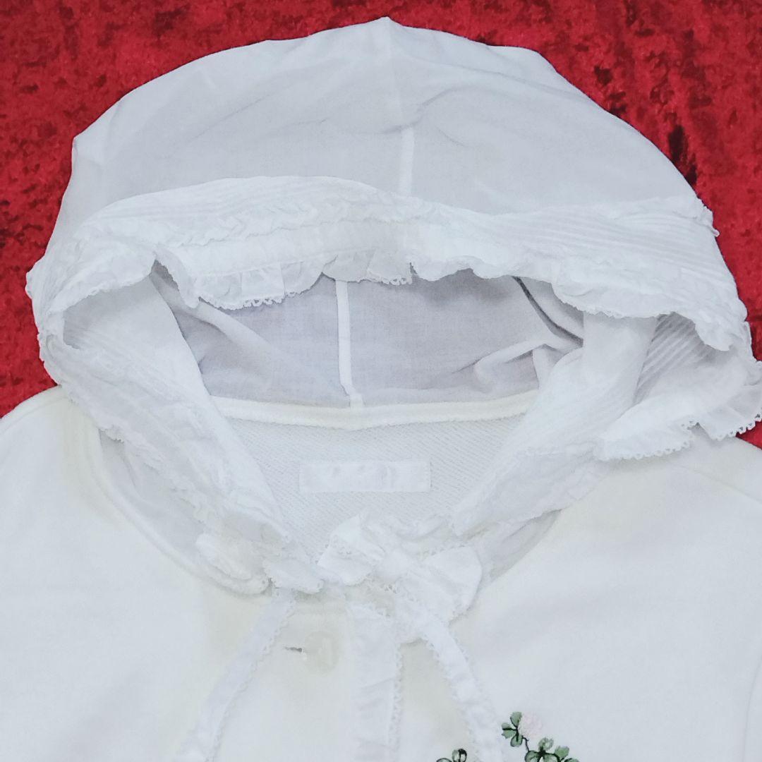 ピンクハウス　パーカー　刺繍　フリル　ロング丈　ポケット　花柄　リボン