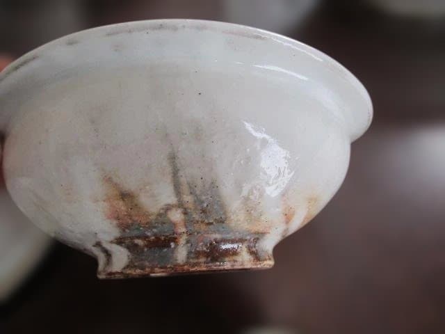 信楽焼　 古谷信男 古谷製陶所　粉引き楕円小鉢　5枚セット