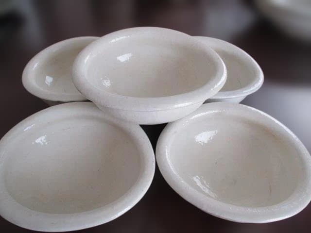信楽焼　 古谷信男 古谷製陶所　粉引き楕円小鉢　5枚セット