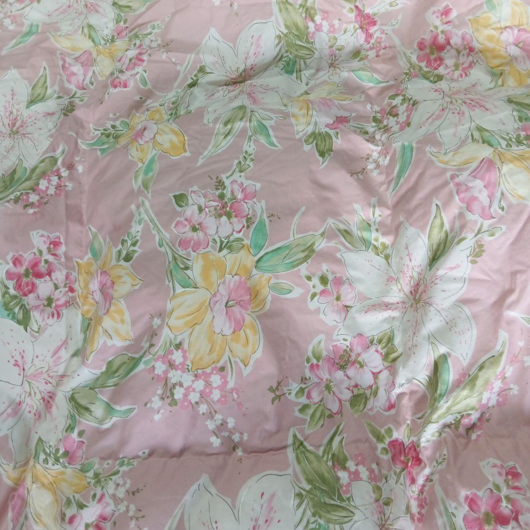 羽毛掛け布団　花柄ダウン90%中羽毛1.4㌔ 160x220cm　(美品)