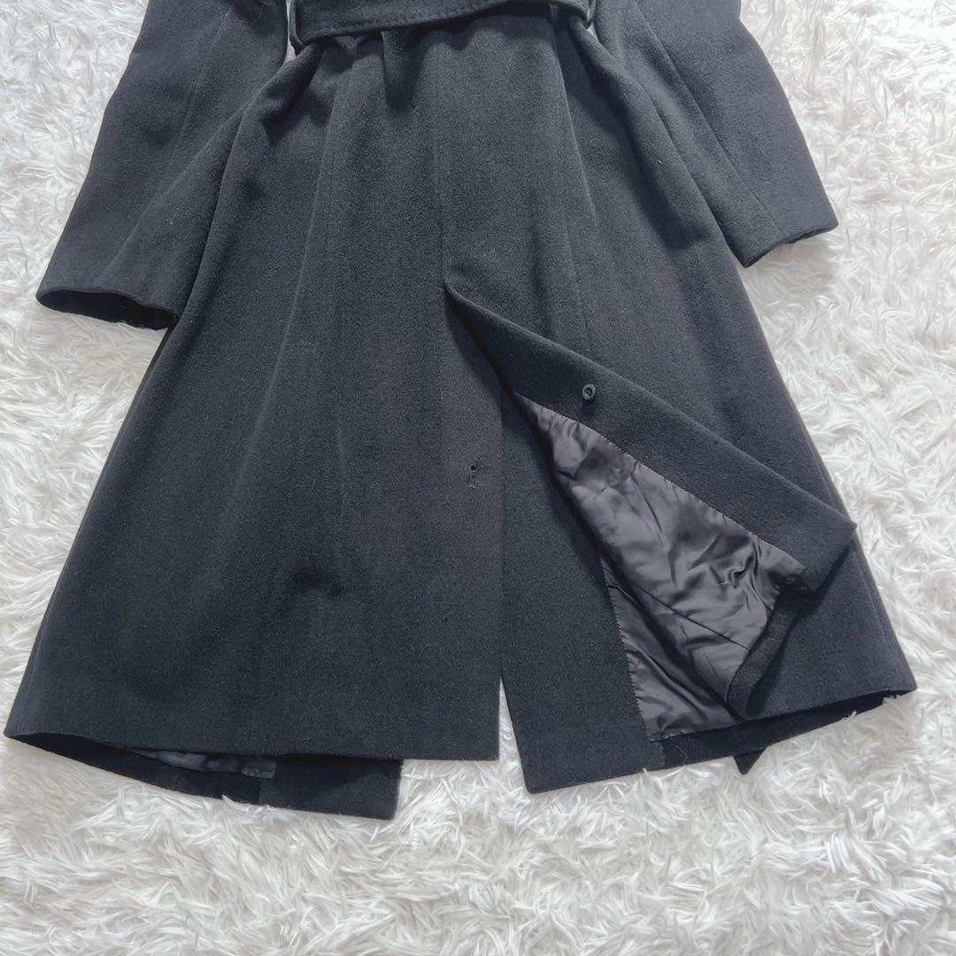 マテリア アンゴラ ベルテッド コート 比翼 フォックスファー 38 ブラック