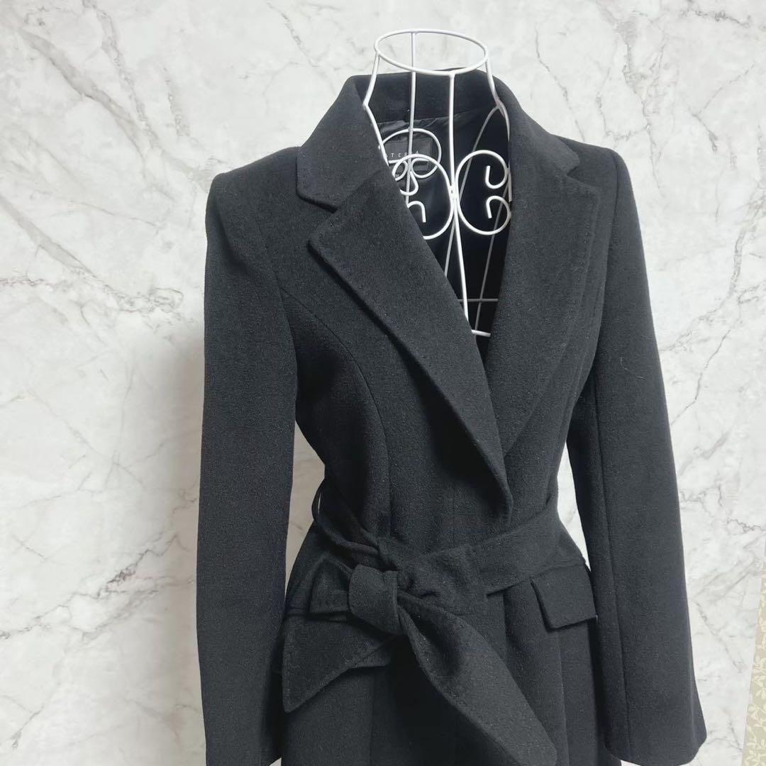 マテリア アンゴラ ベルテッド コート 比翼 フォックスファー 38 ブラック