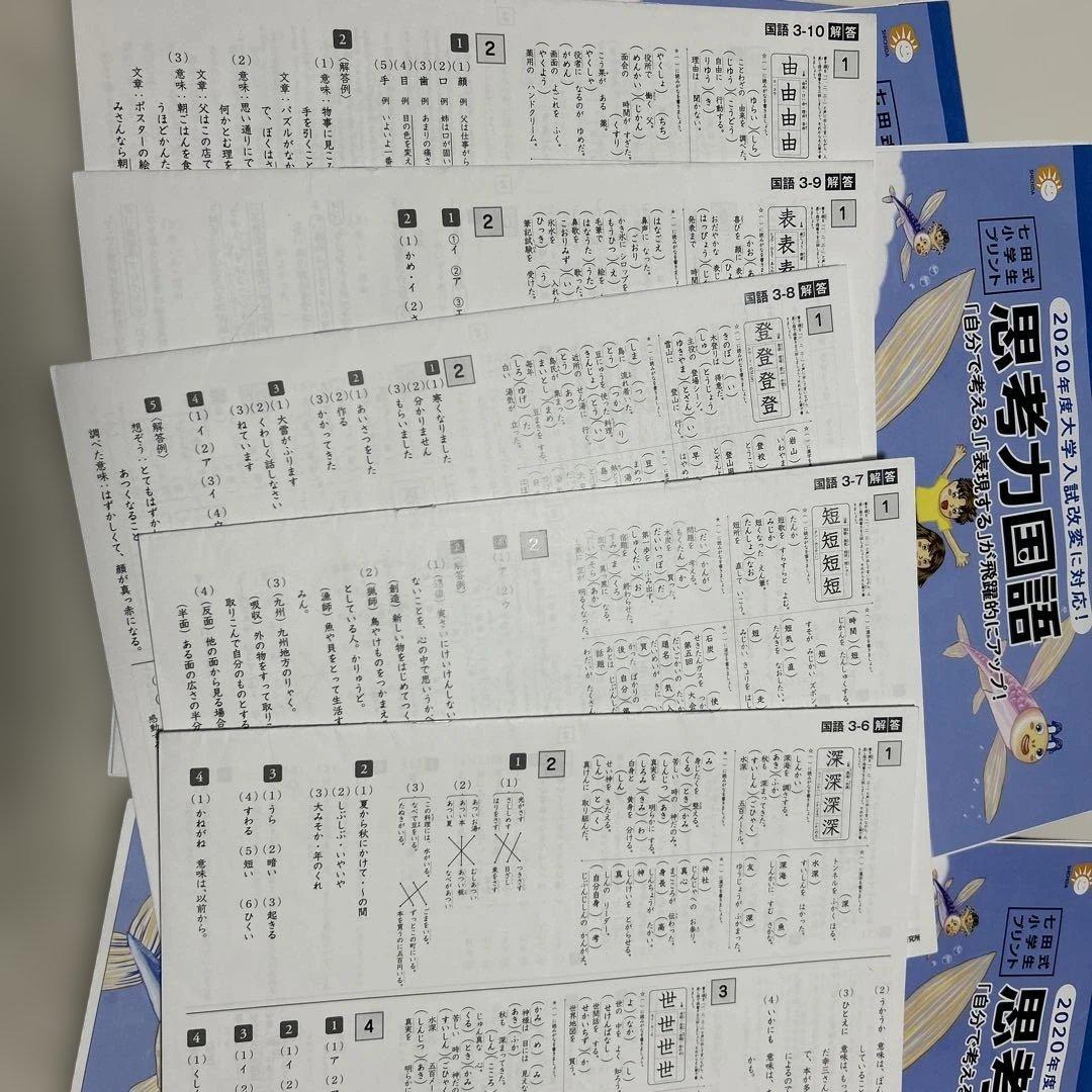 思考力算数　思考力国語 3年生 小学生プリント　しちだ　七田　七田式　しちだ