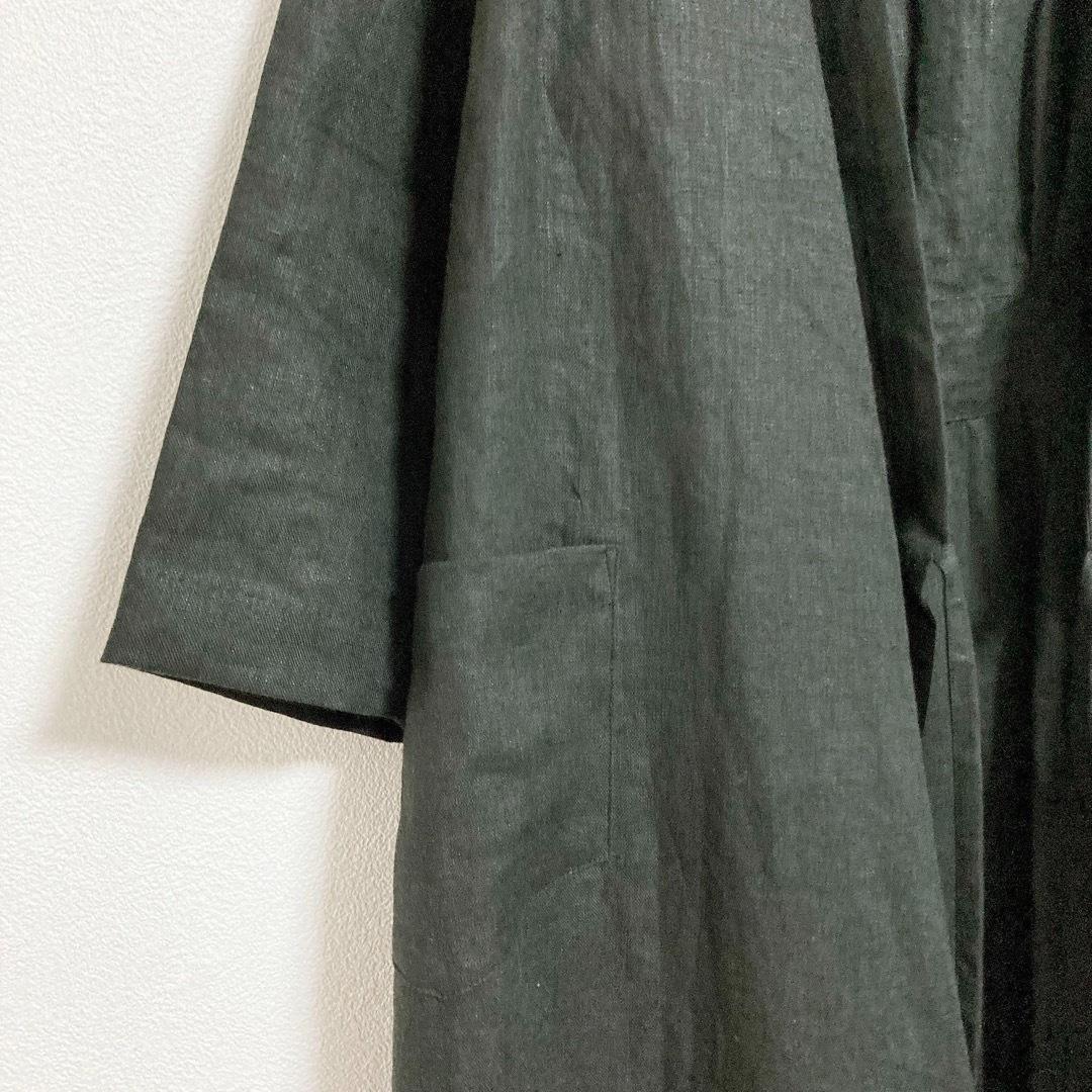 働衣　ドーイ　DOI　リネン　ガウン　ロング　コート　黒　F