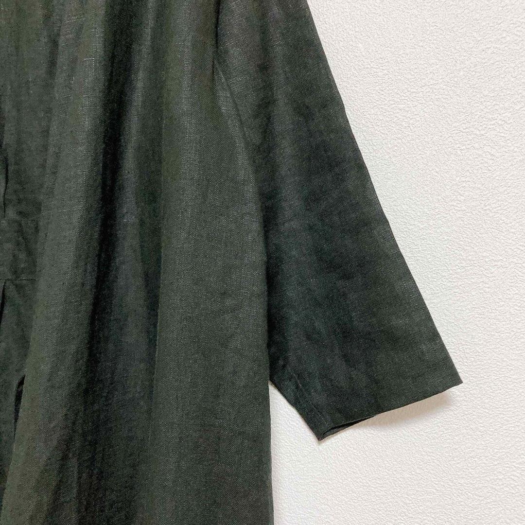 働衣　ドーイ　DOI　リネン　ガウン　ロング　コート　黒　F