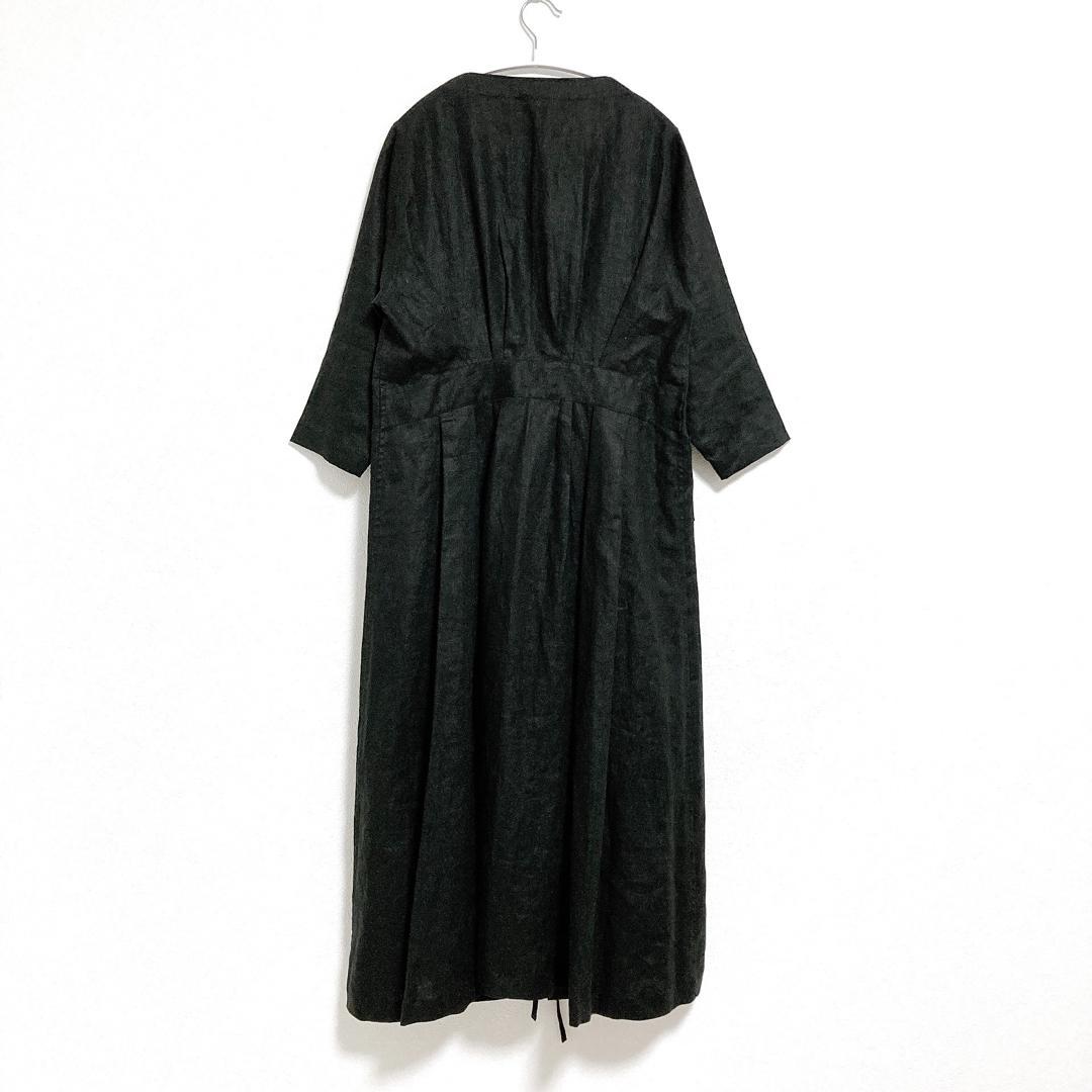 働衣　ドーイ　DOI　リネン　ガウン　ロング　コート　黒　F