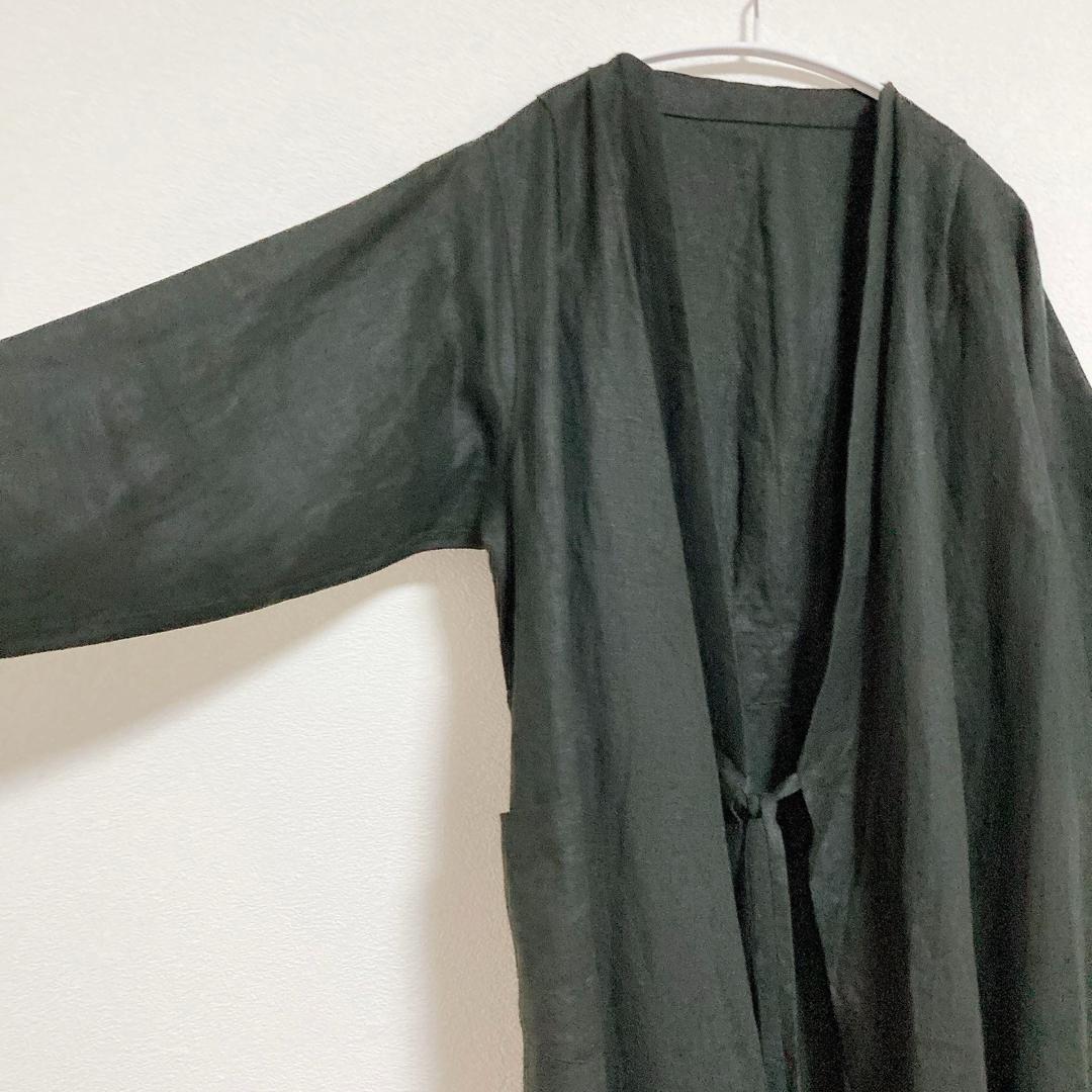 働衣　ドーイ　DOI　リネン　ガウン　ロング　コート　黒　F