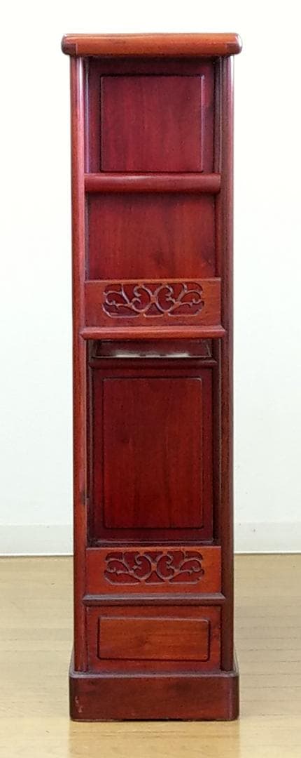 木製 唐木 花梨 彫刻 透かし彫り 茶箪笥 違い棚 飾り棚 茶棚 煎茶棚 収納棚