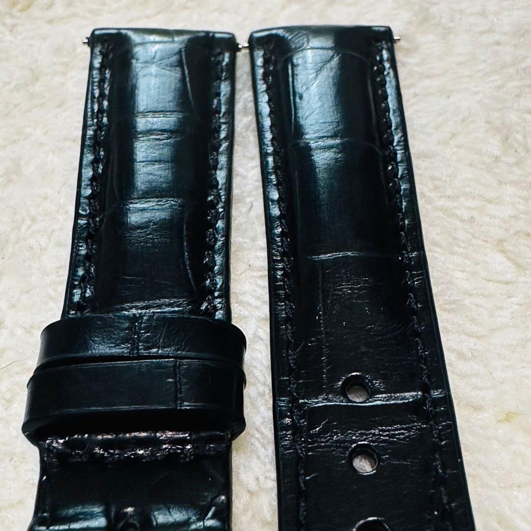 2004#19mm-16mmブラック★本物クロコダイル腕時計用ベルト★スイス製
