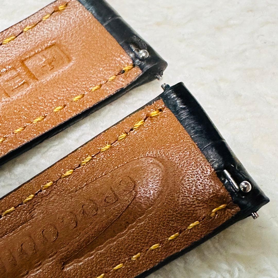 2004#19mm-16mmブラック★本物クロコダイル腕時計用ベルト★スイス製