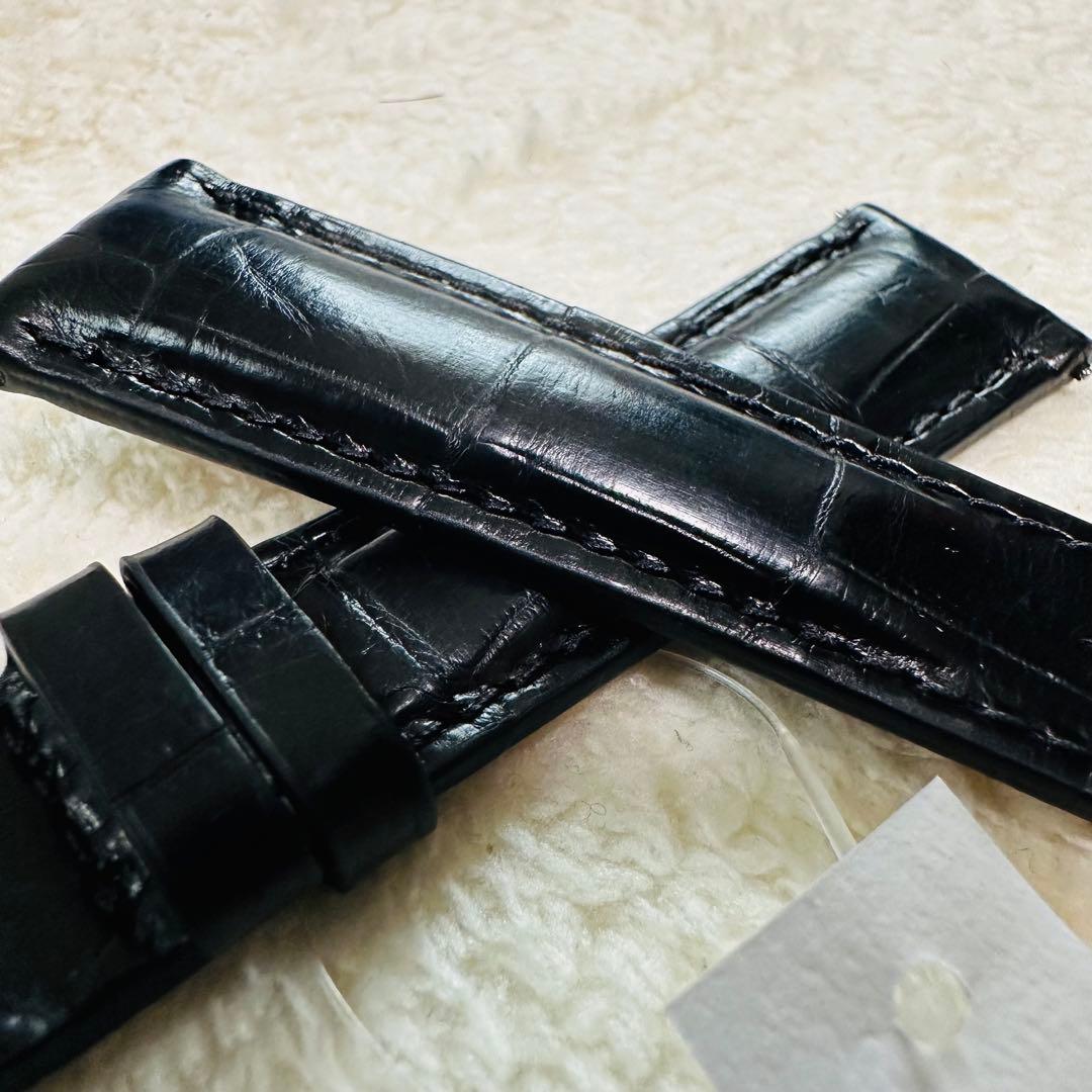 2004#19mm-16mmブラック★本物クロコダイル腕時計用ベルト★スイス製