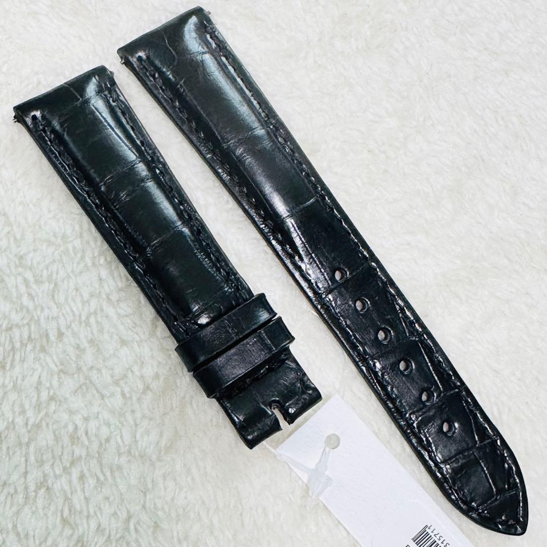 2004#19mm-16mmブラック★本物クロコダイル腕時計用ベルト★スイス製