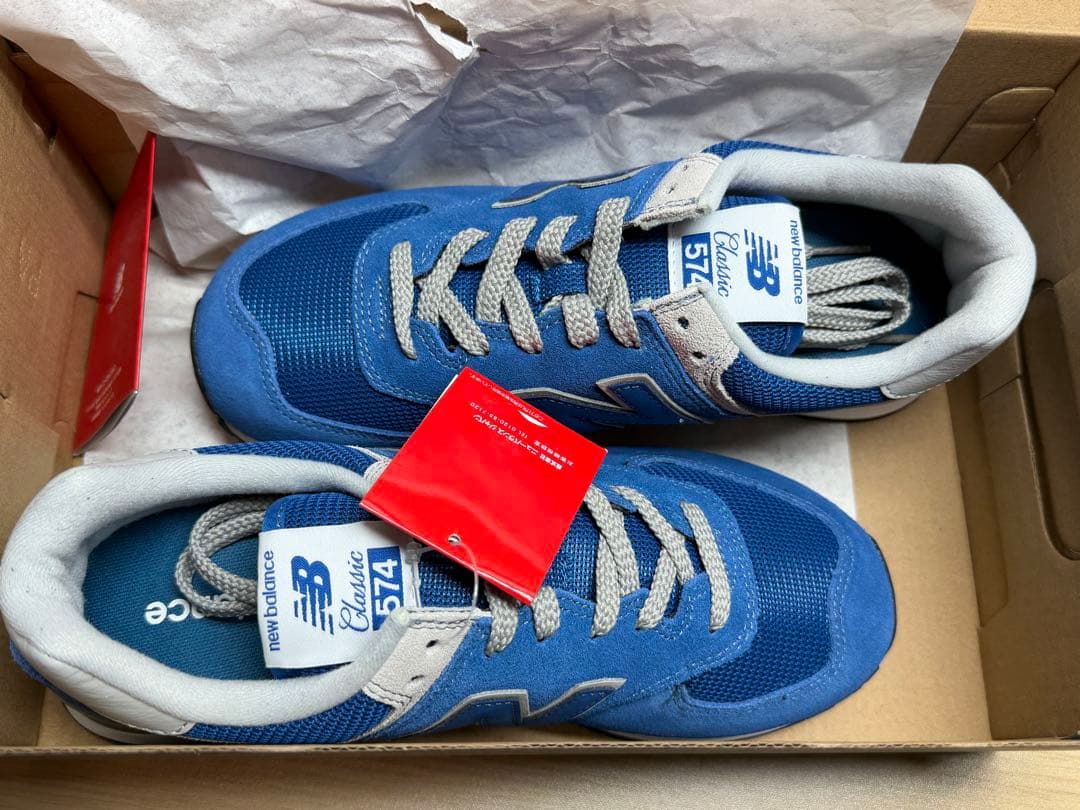 新品ニューバランススニーカーML574クラシックブルーシューズ25.5